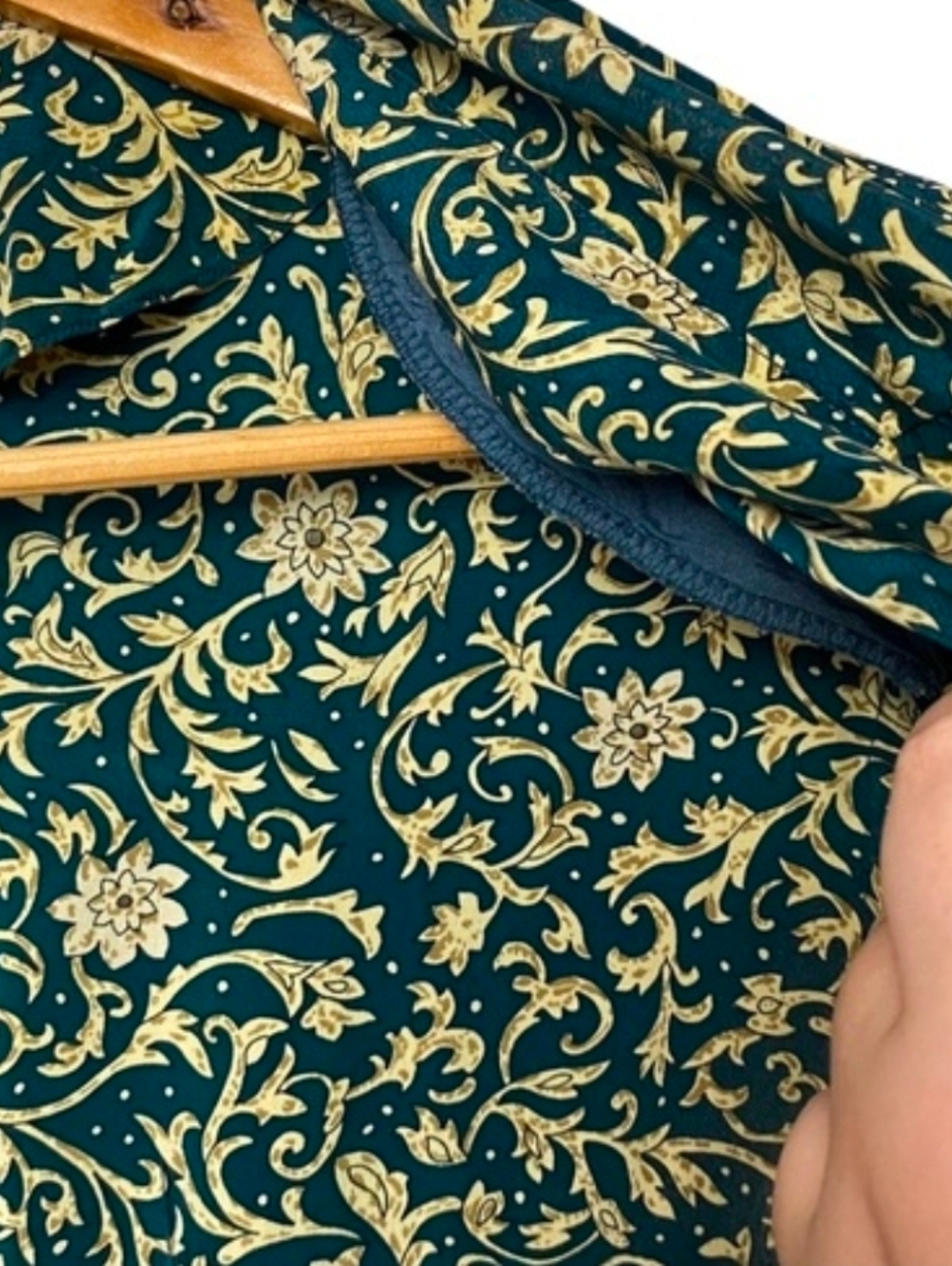 Adrianna Papell Teal and Cream Floral Wrap-Style Mini Dress - Picture 5 of 6